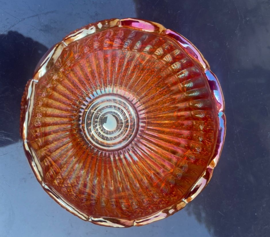 Carnival Iridescent Marigold Glass Sweetie Dish.