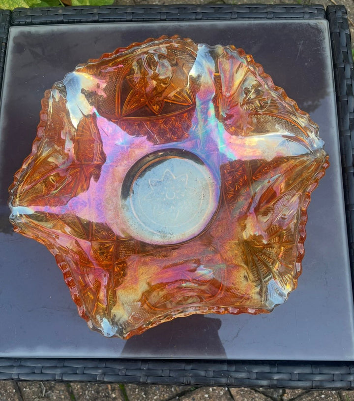 Carnival Iridescent Marigold Glass Bowl.