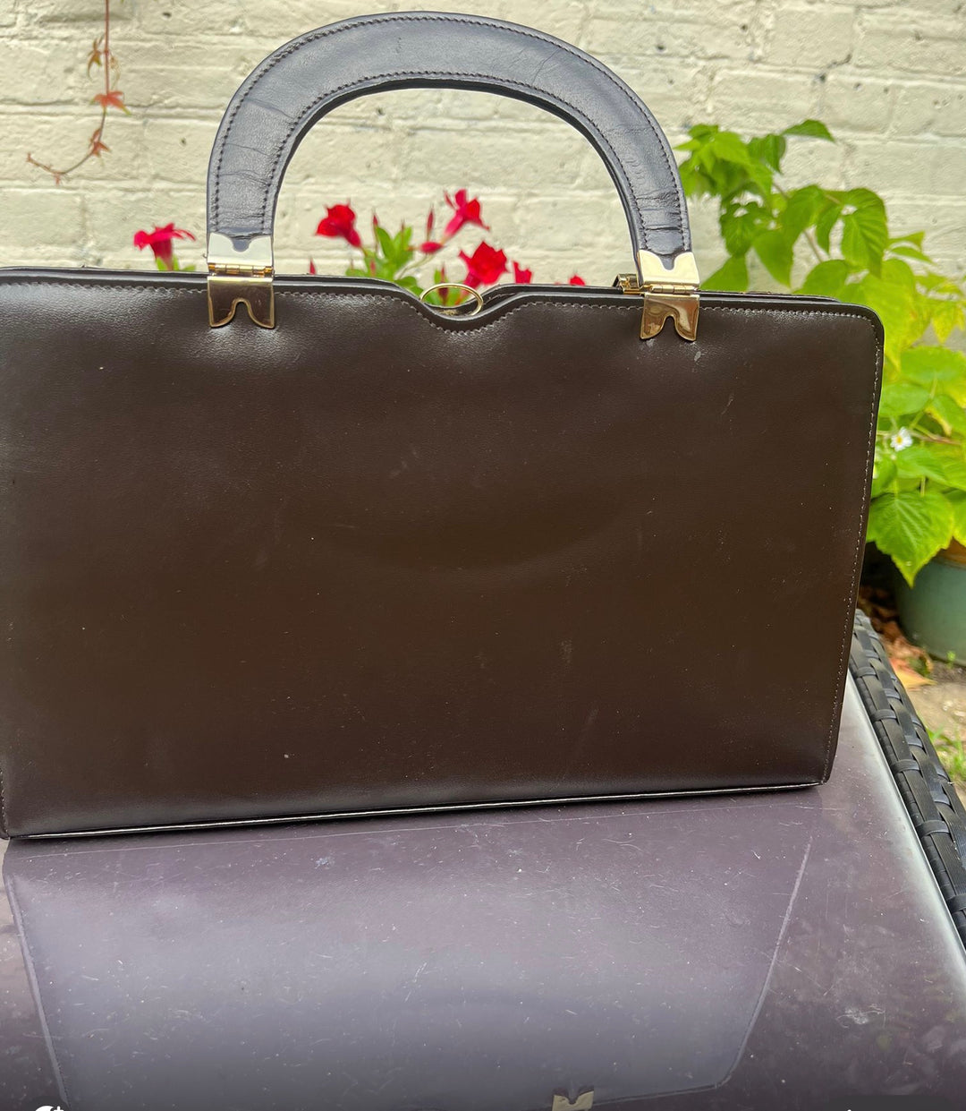Vintage 1950’s Brown Leather Python Handbag