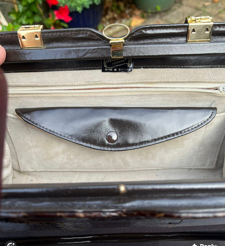 Vintage 1950’s Brown Leather Python Handbag