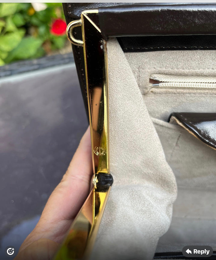 Vintage 1950’s Brown Leather Python Handbag