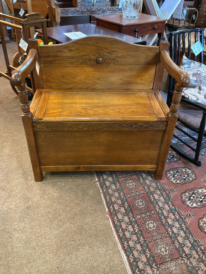 1920s Oak Hall Box Bench