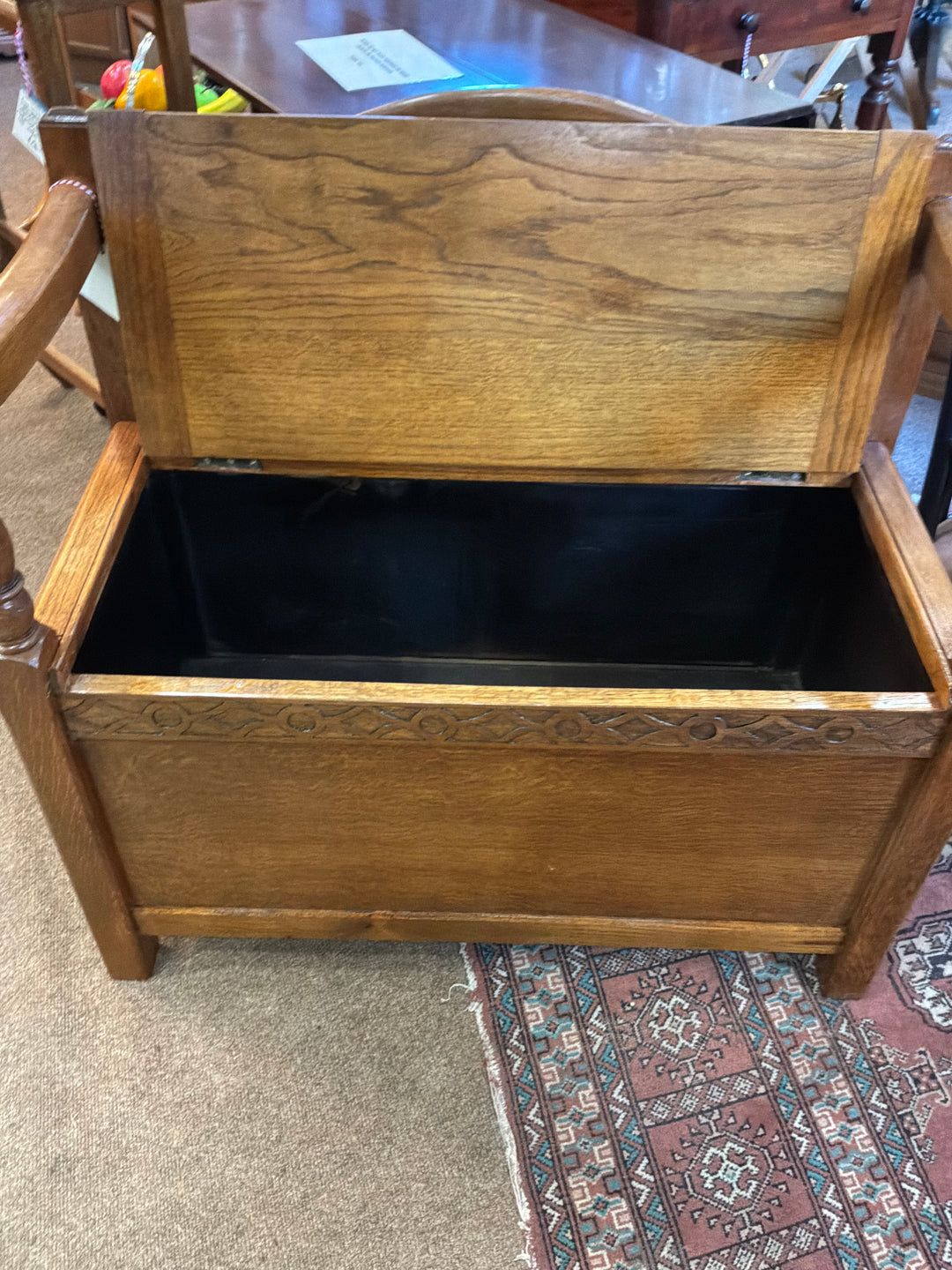 1920s Oak Hall Box Bench