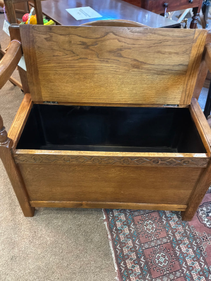 1920s Oak Hall Box Bench