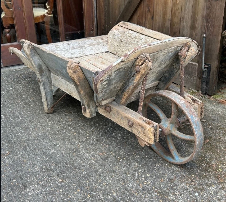 Vintage Wooden Wheelbarrow