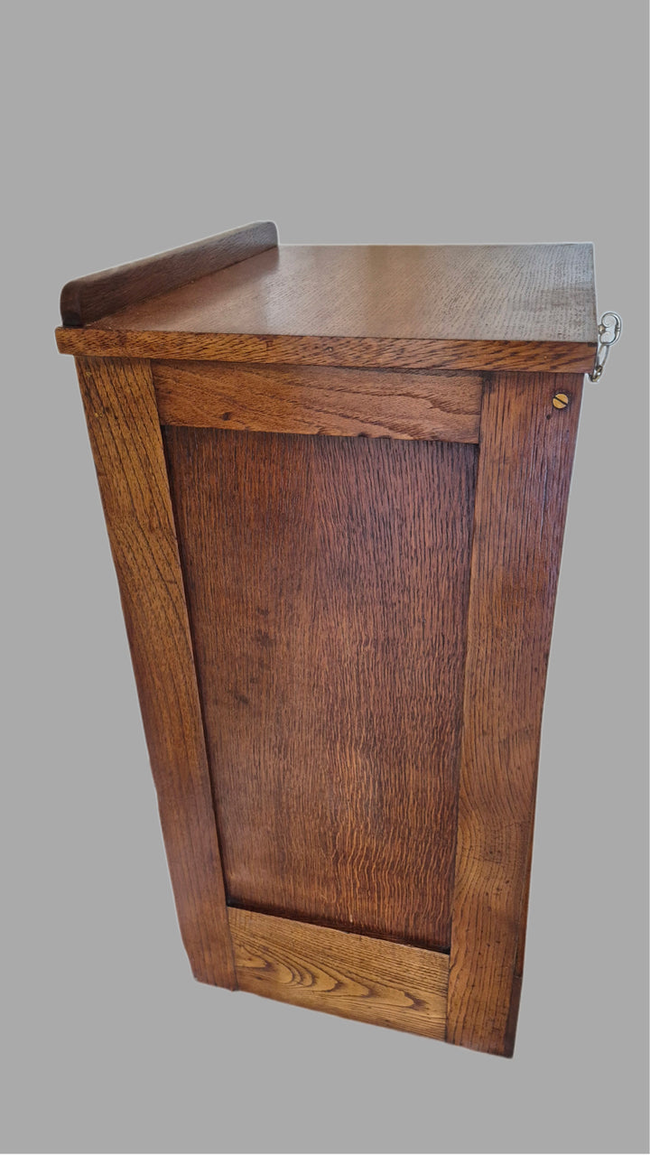 Vintage Mid 20th Century Oak Tambour Front Stationary/Collectors Cabinet