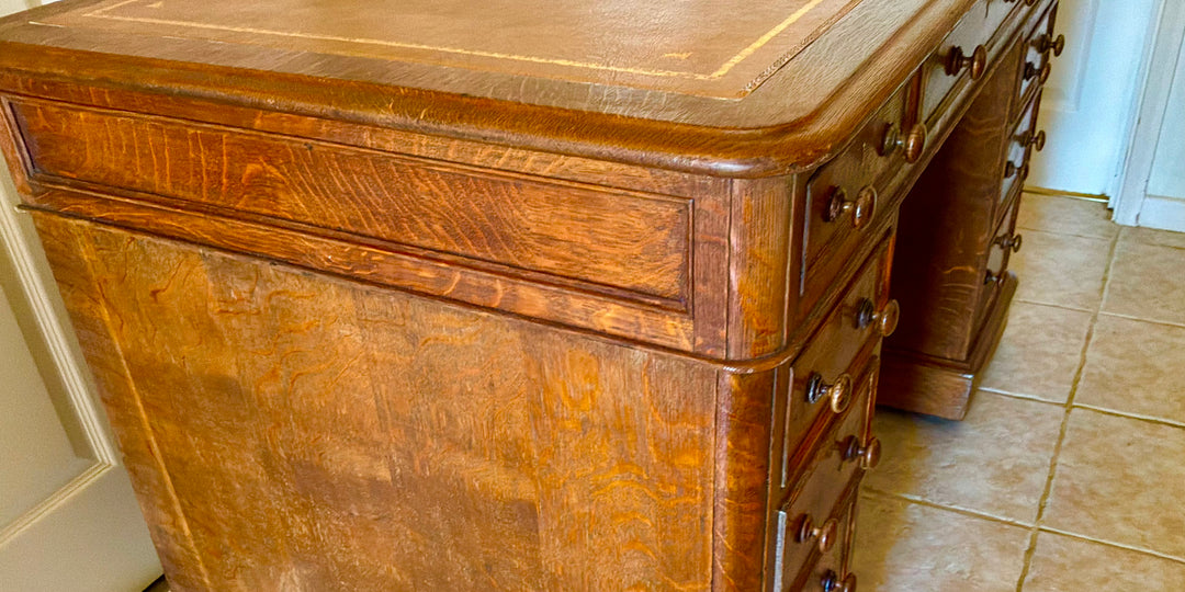 Victorian Oak Pedestal Desk