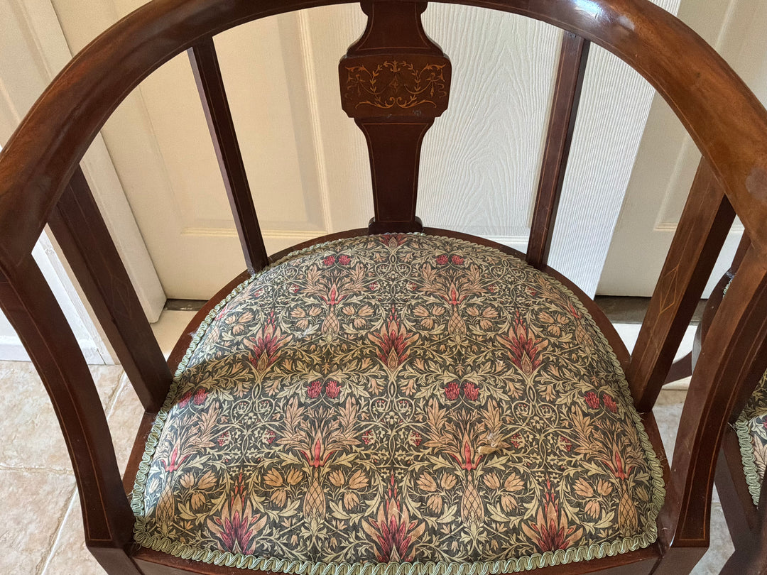 Edwardian Mahogany Inlaid Tub Chair