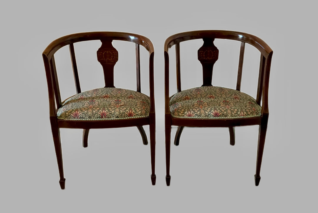 Edwardian Mahogany Inlaid Tub Chair