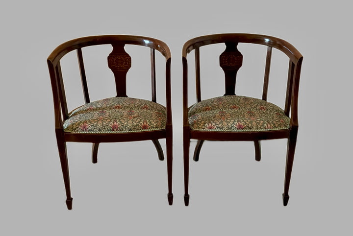 Edwardian Mahogany Inlaid Tub Chair