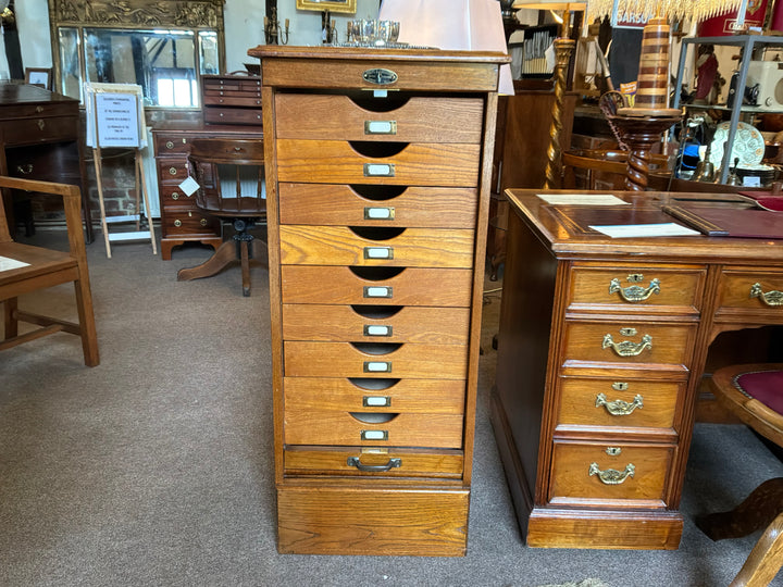 Oak Tambour Fronted Stationary/Collectors Cabinet.