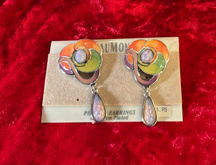 1970s Beautiful Enamelled Earrings