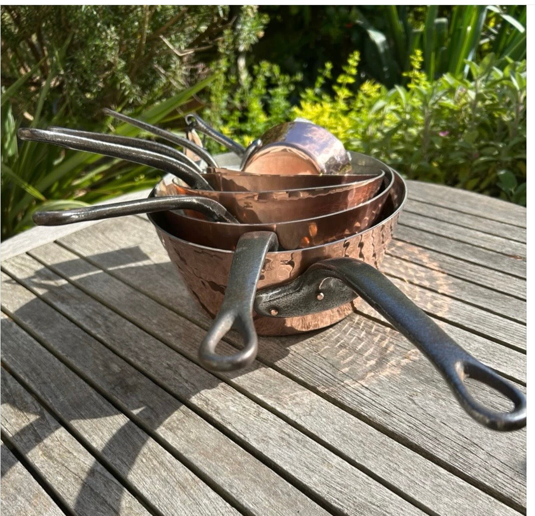 Set Of Seven Copper Pans