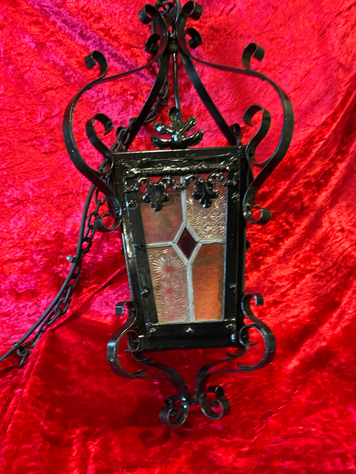 Antique stained glass lantern