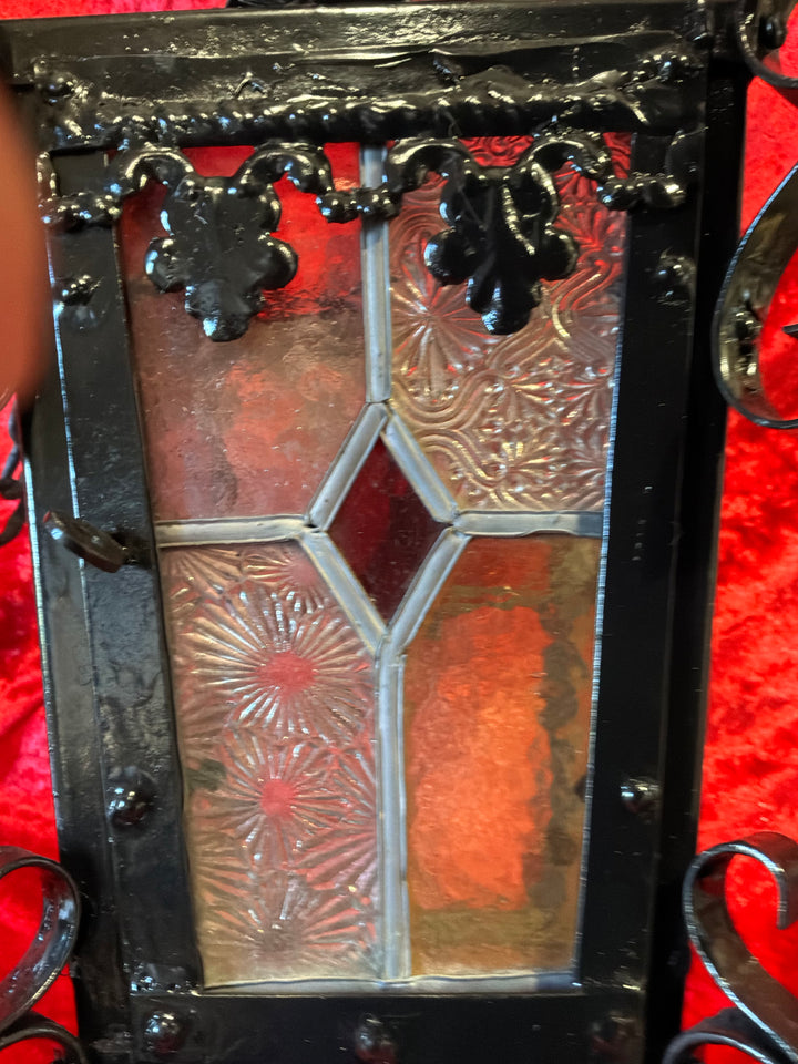 Antique stained glass lantern