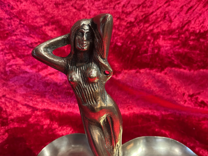 Vintage Art Nouveau Style Bronze/ Brass Lady Dish