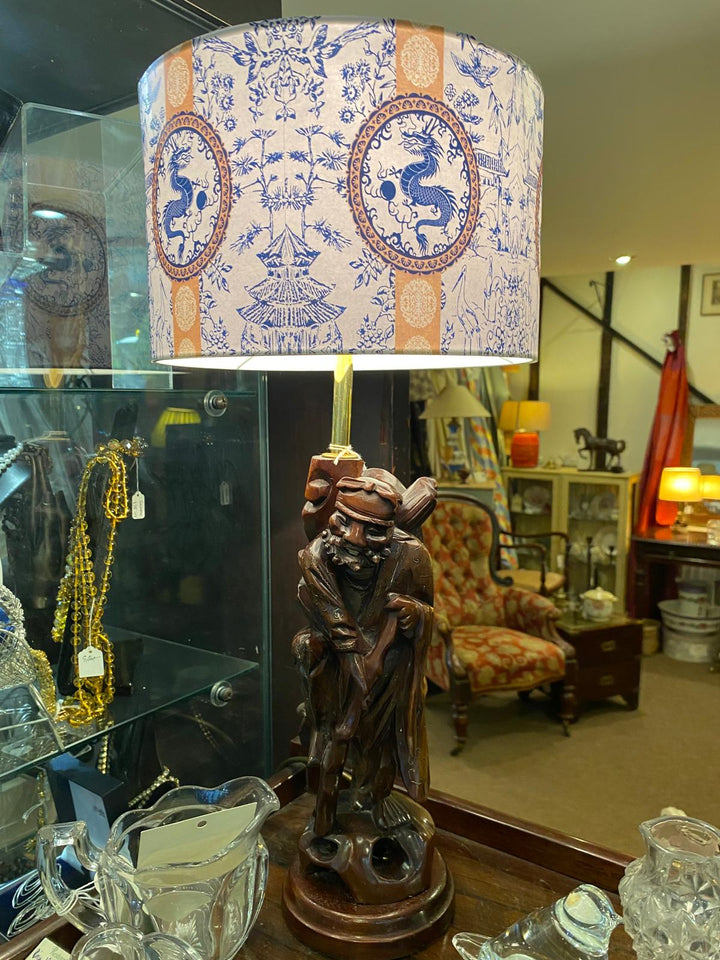 Hand Carved Chinese Figure Lamp