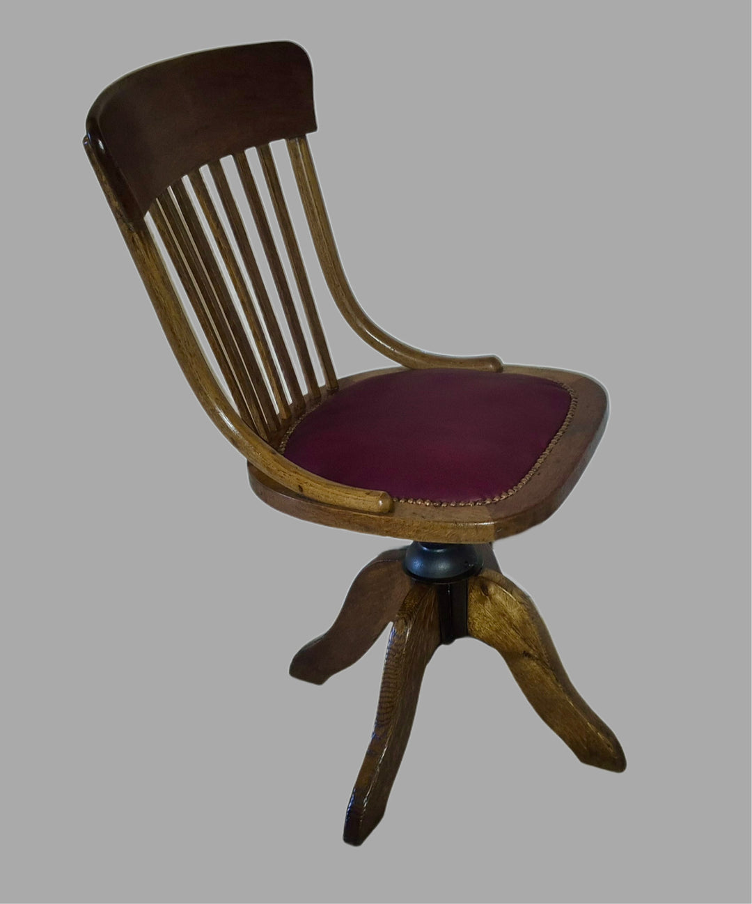 1920s Oak Adjustable Height Swivel Desk Chair
