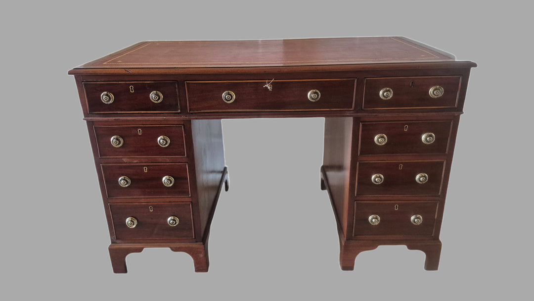 19th century Mahogany 9 Draw Pedestal Desk