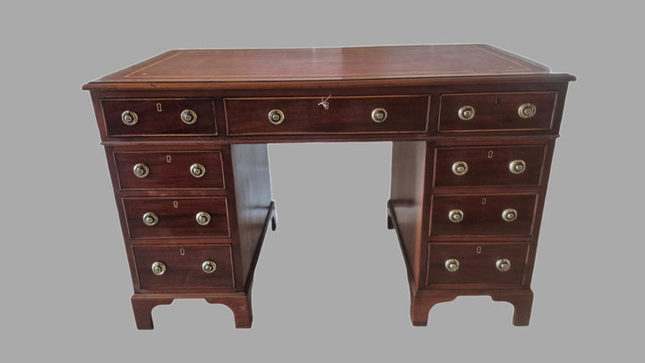 19th century Mahogany 9 Draw Pedestal Desk