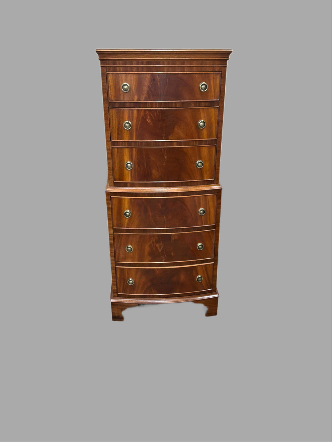 Mid 20th Century Figured Mahogany Chest On Chest.