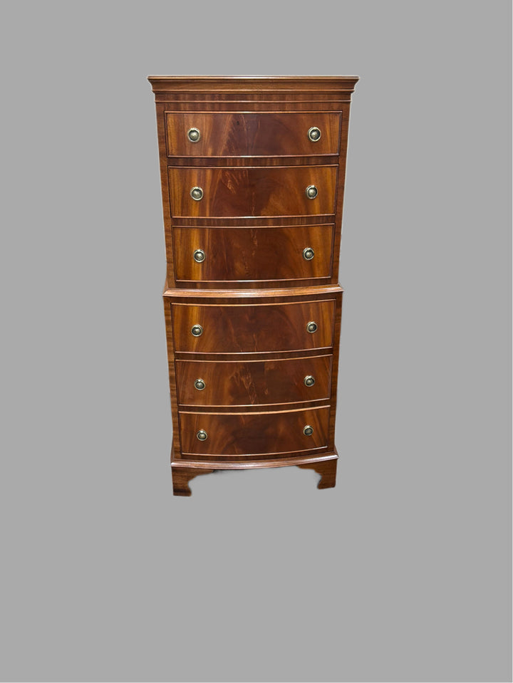 Mid 20th Century Figured Mahogany Chest On Chest.