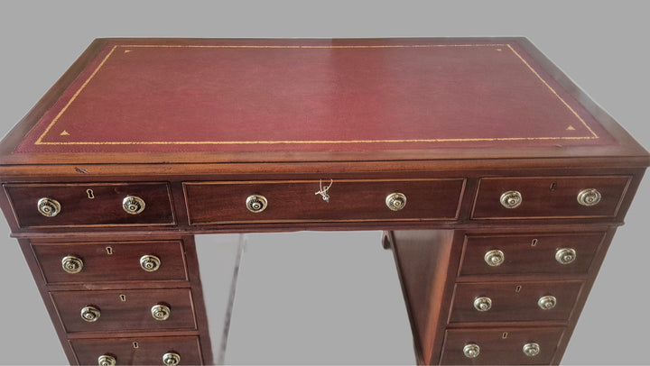 19th century Mahogany 9 Draw Pedestal Desk