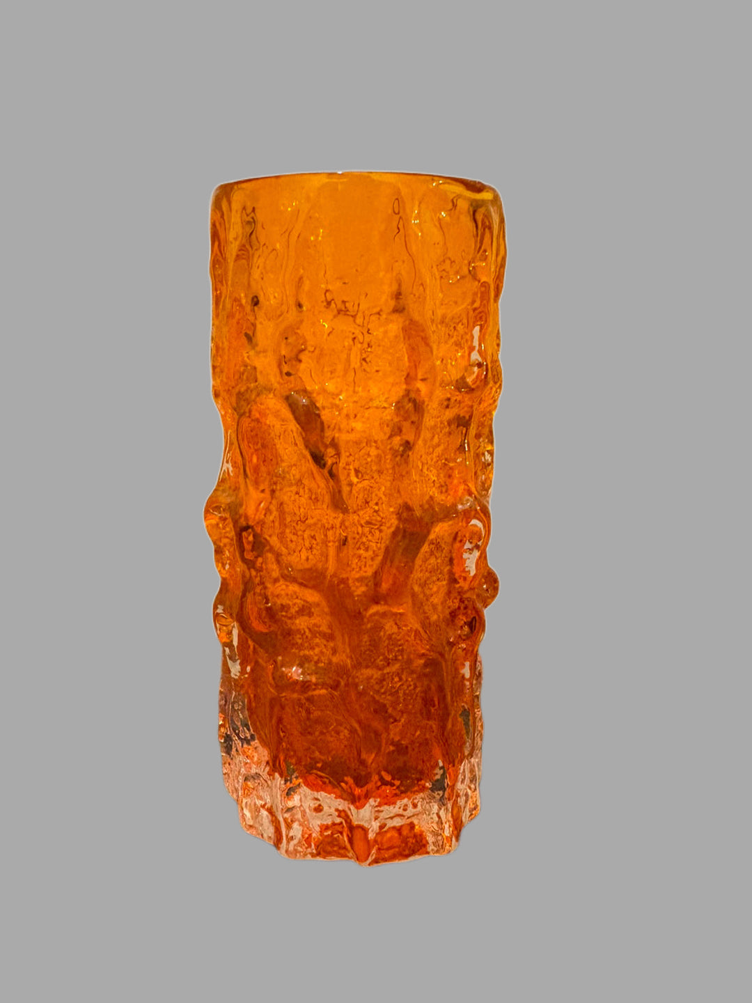 Whitefriars 9689 Tangerine Orange Bark Pattern Vase