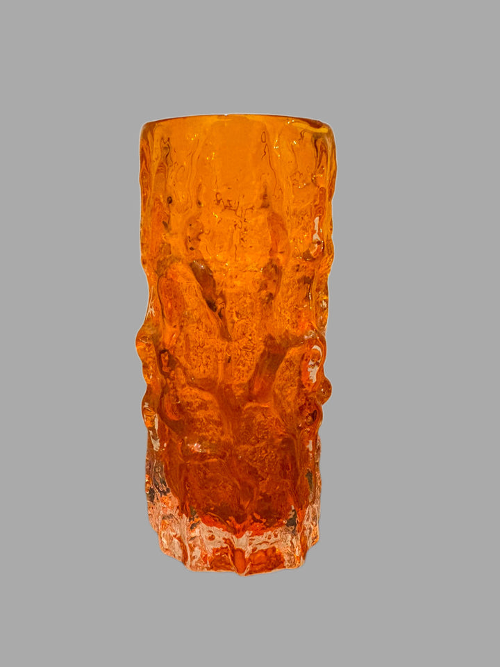 Whitefriars 9689 Tangerine Orange Bark Pattern Vase