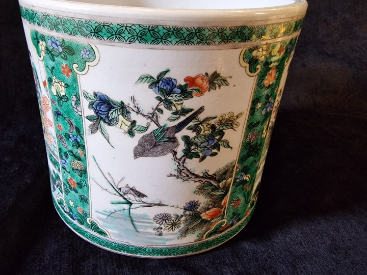 Rare Example Of A Famille Vert Porcelain Brush Pot