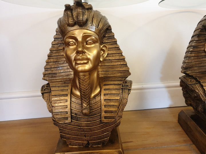 A Pair Of Egyptian Style Glass Top Coffee Tables