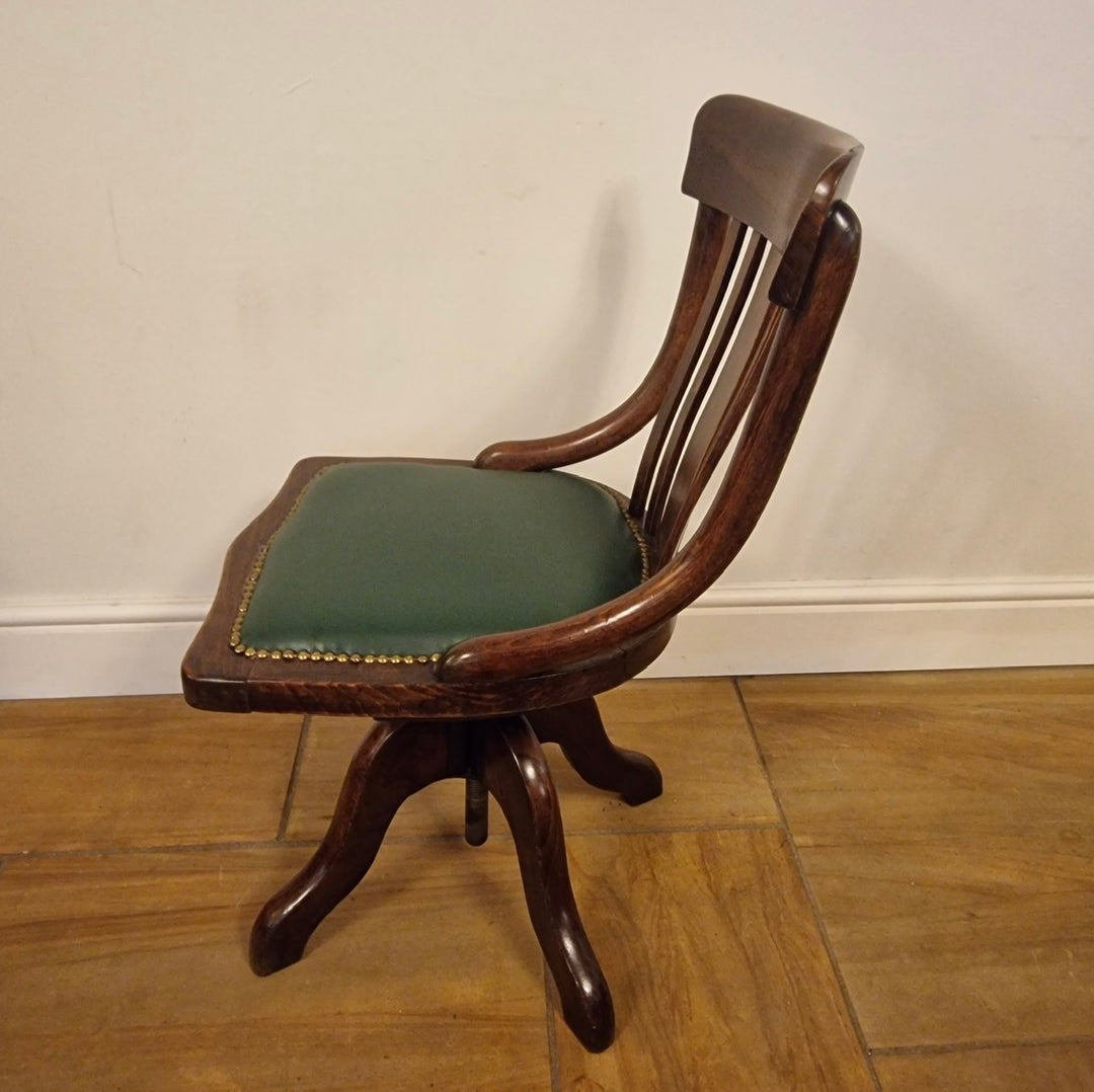 Edwardian Stained Beech Swivel Desk Chair