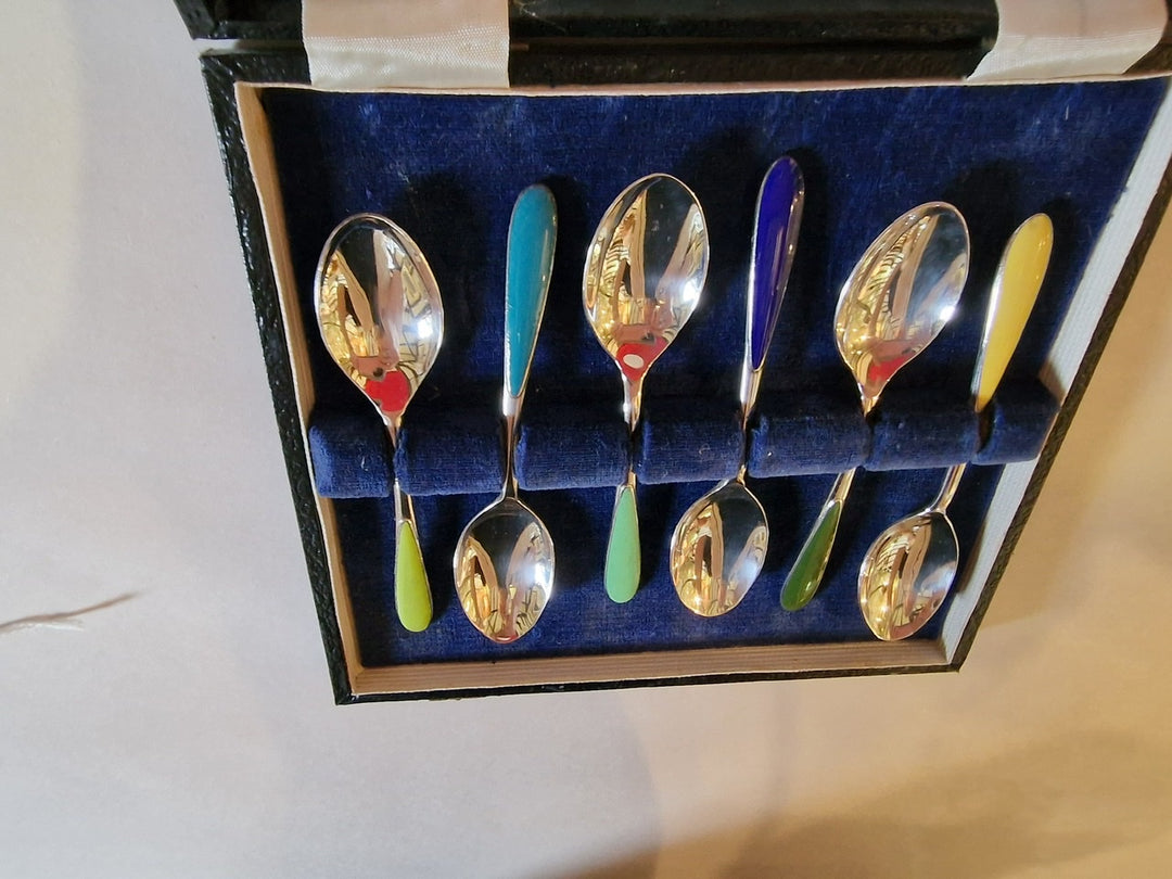 Vintage Silver Plated & Enamel Spoons