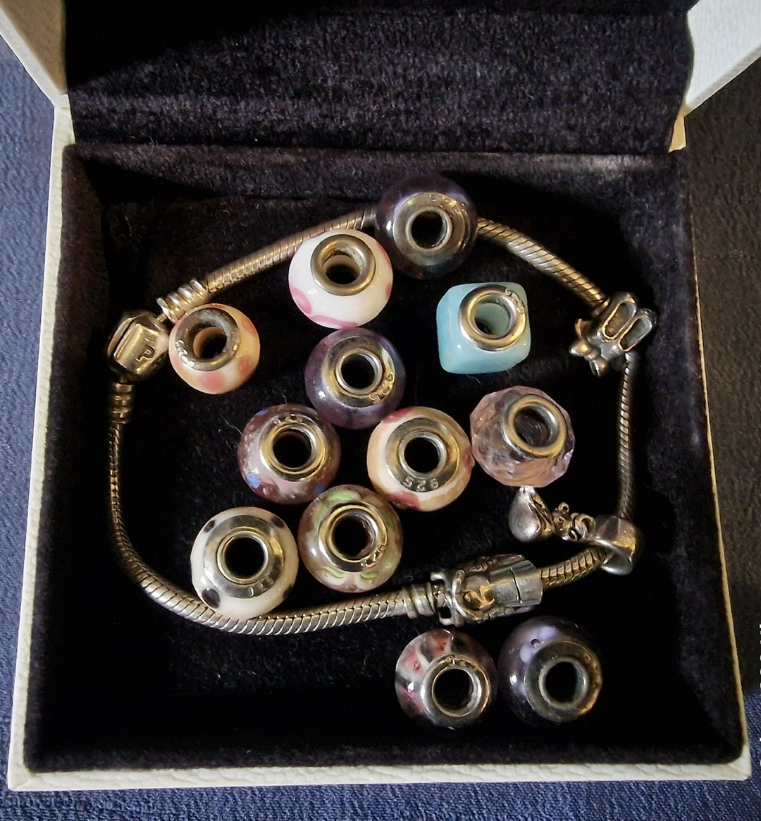 Pandora Bracelet With Box And Beads