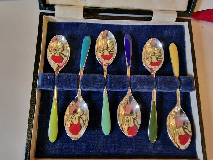 Vintage Silver Plated & Enamel Spoons
