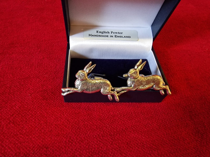 English Pewter Hare Cuff Links