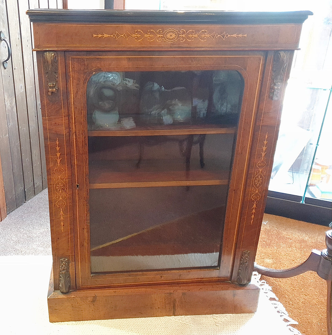 Walnut Ebonised Display Cabinet