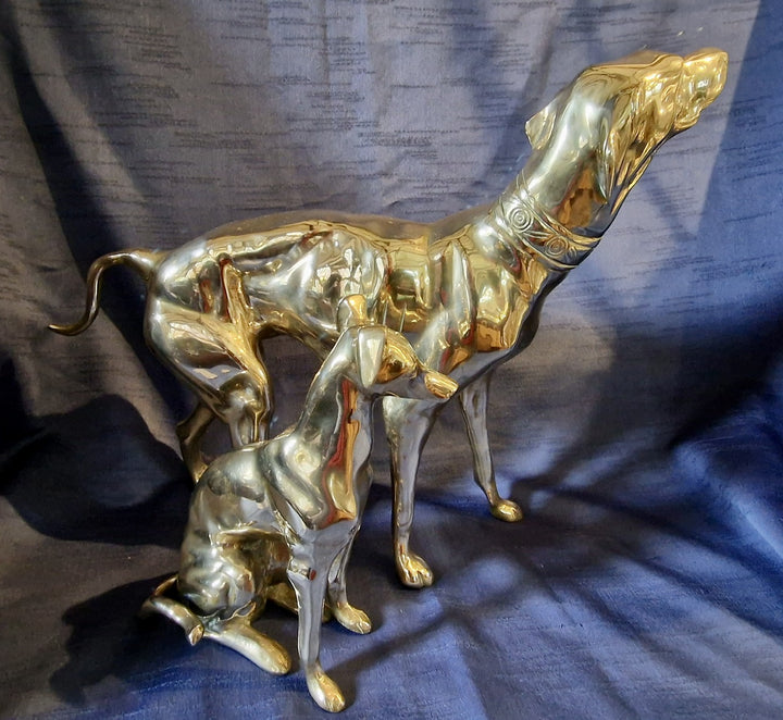2 Vintage Heavy Brass Greyhound Dogs