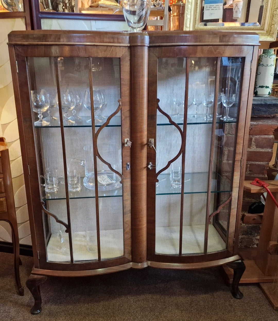 Figured Walnut Display Cabinet