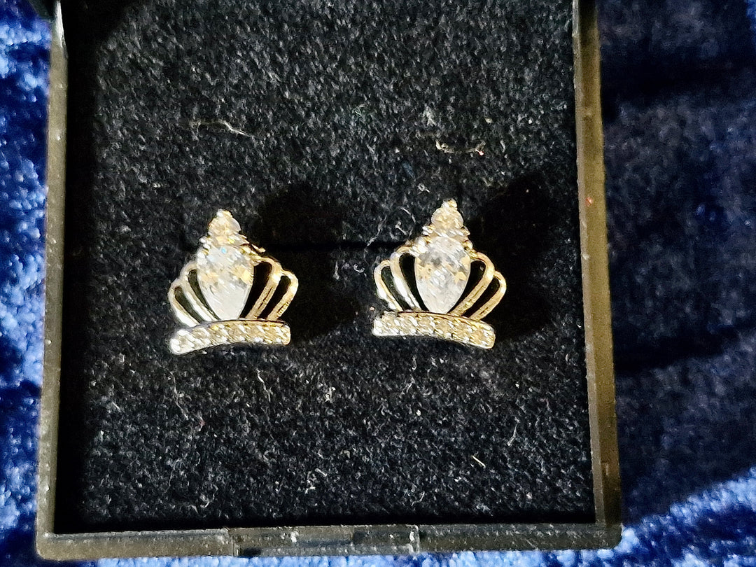 Silver Plated Crown Studs