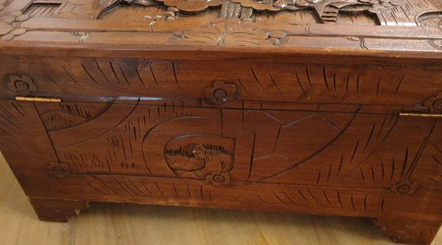 Small Chinese Carved Camphorwood Chest