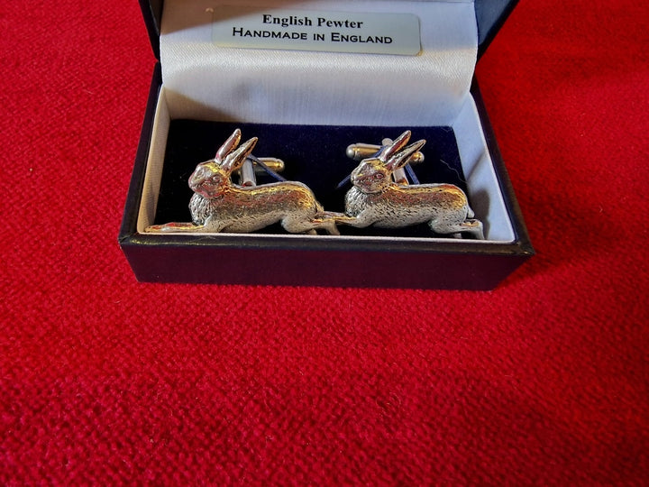 English Pewter Hare Cuff Links