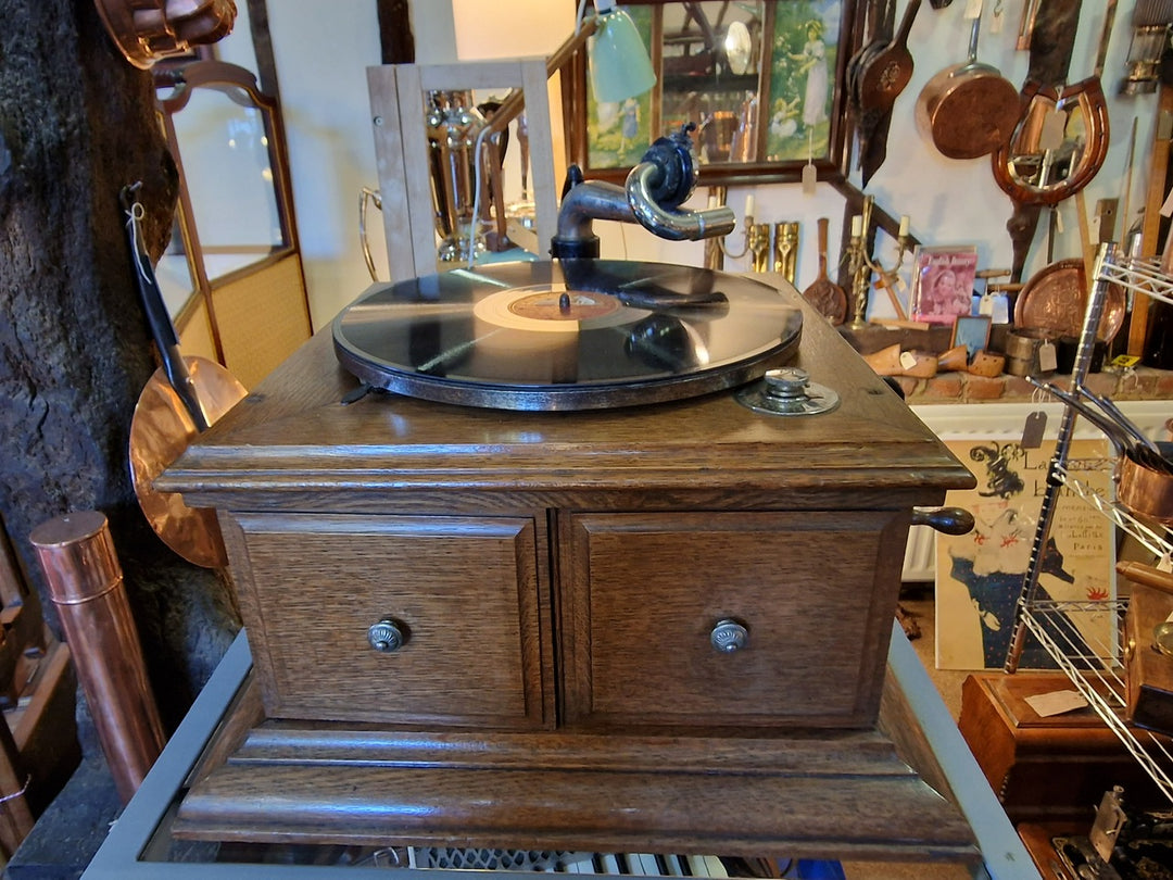 HMV Oak Table Top Gramophone