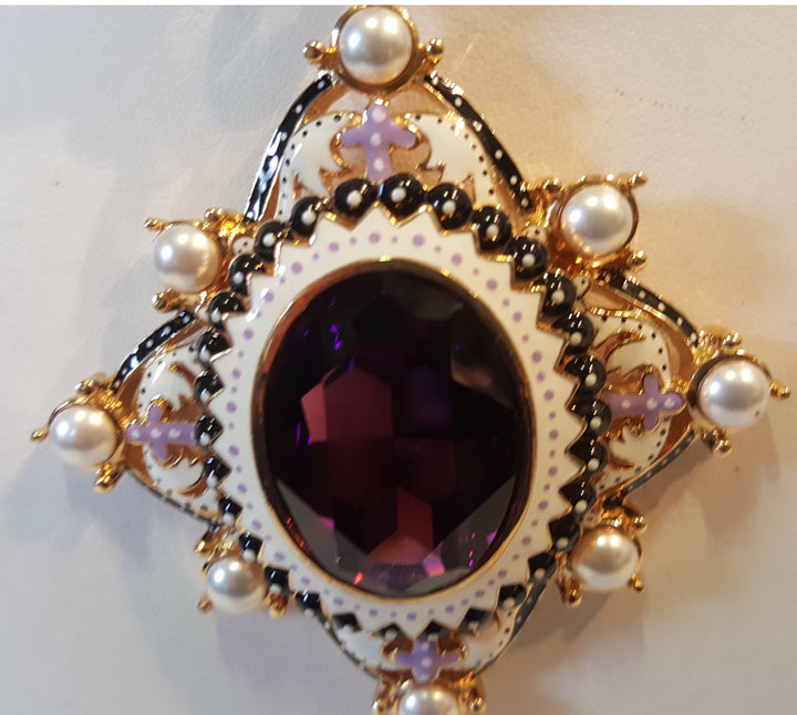 Enamel And Pearl Pendent.