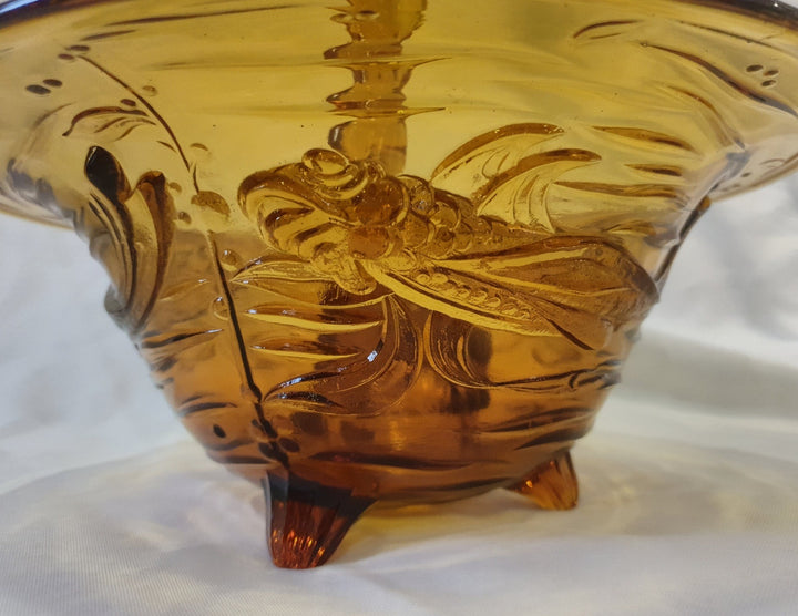 Art Deco Amber Glass Bowl And Lady