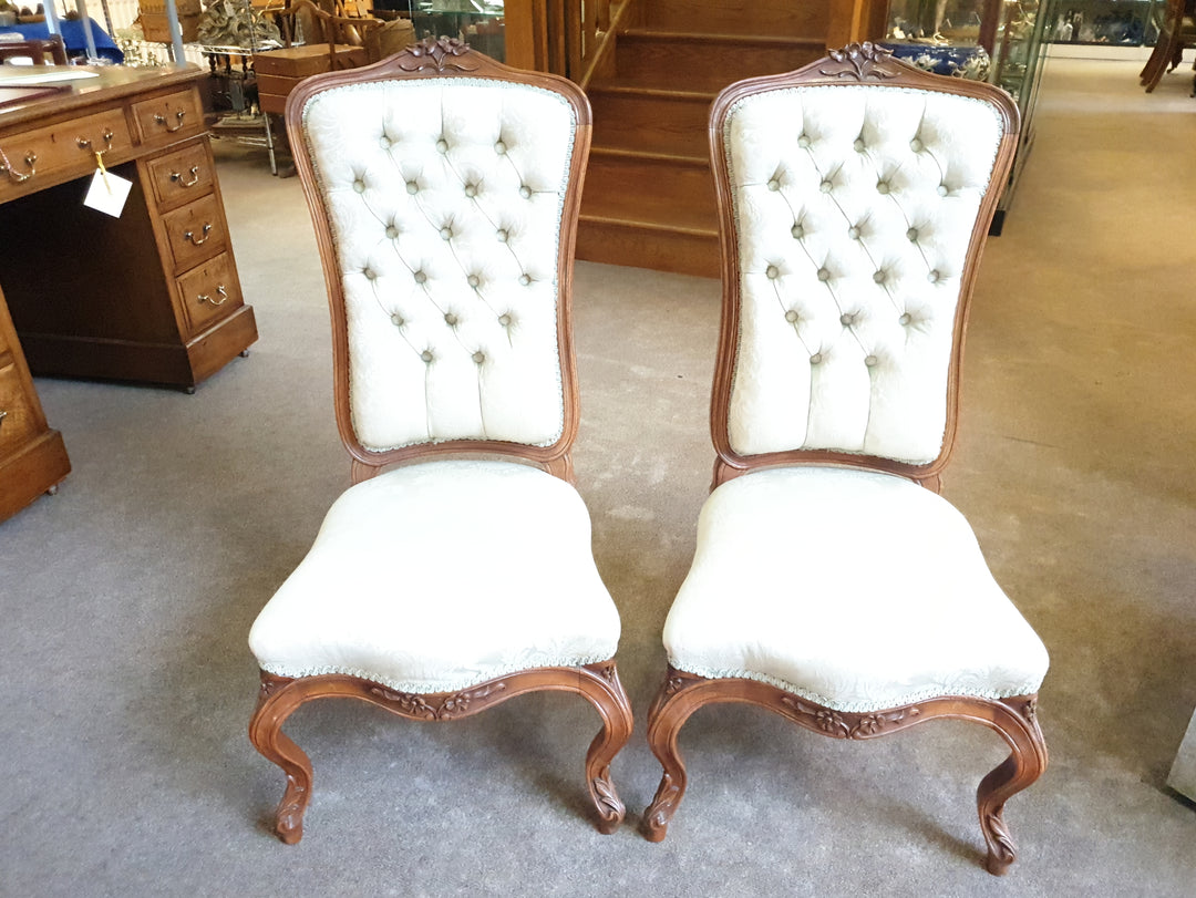 Stunning Pair Button Back Chairs
