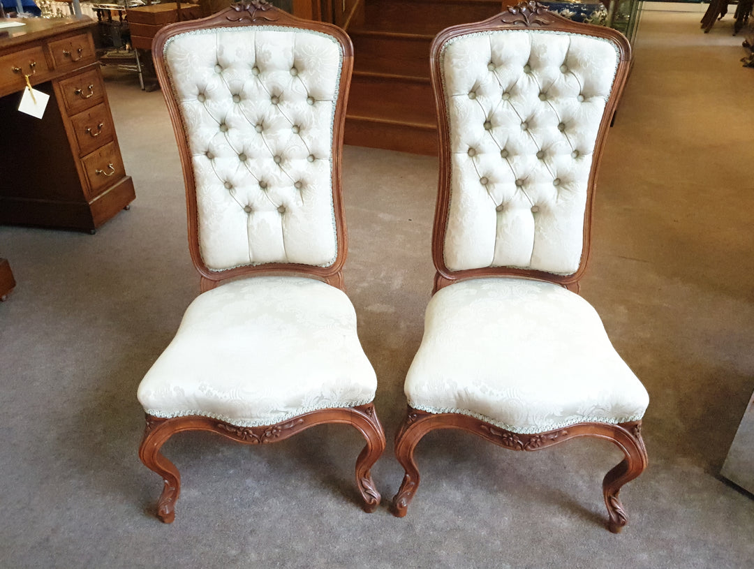 Stunning Pair Button Back Chairs