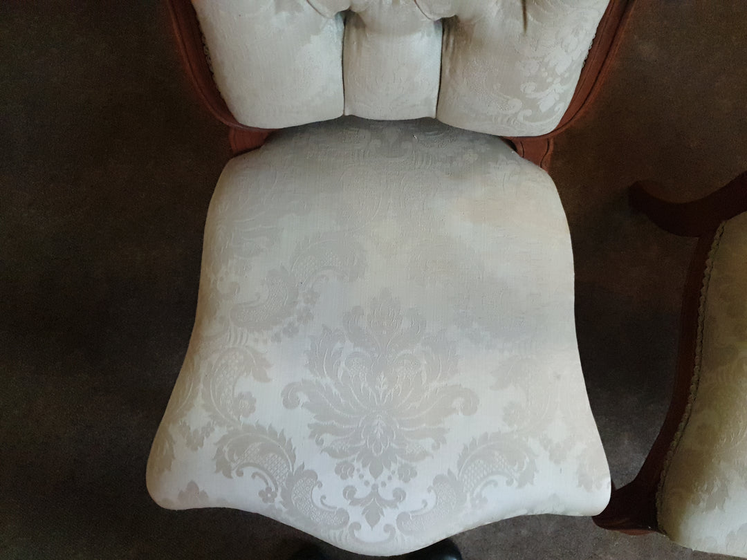 Stunning Pair Button Back Chairs