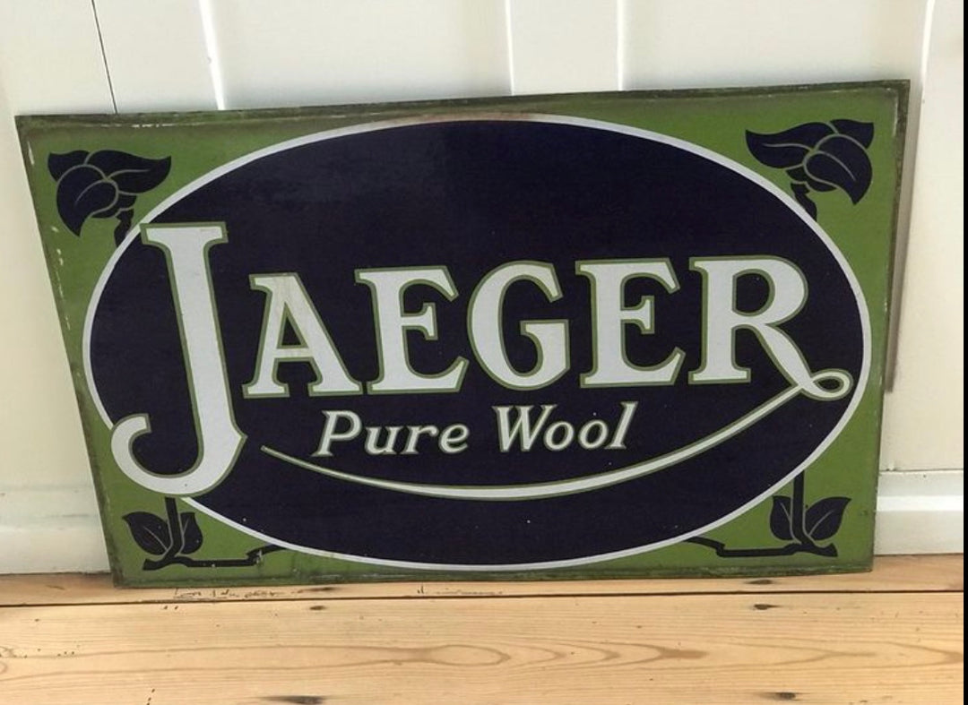 Enamel Jaeger Pure Wool Sign