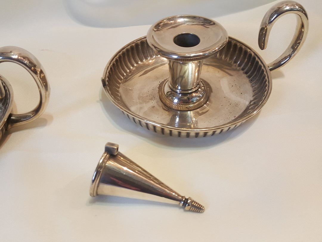 Pair Antique Candle Holders And Snuffers